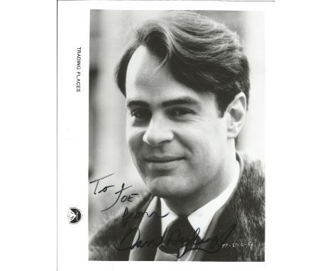 Dan Aykroyd signed 10x8 black and white Trading Places photo. Canadian stage, film and television actor, comedian, writer, pr