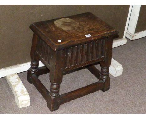 Antique jointed oak box stool