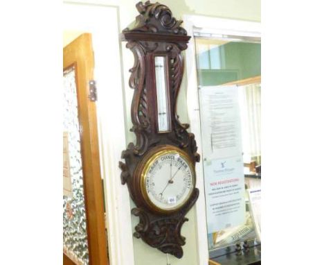 Ornately carved 19th Century barometer