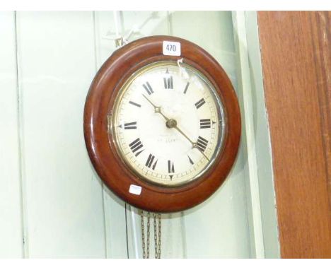 Victorian mahogany cased double weight alarm wall clock