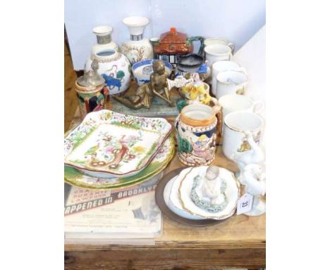 Spode dessert dish, three Lladro pieces, vases, commemorative's, Sinatra sheet music, ink stand, etc