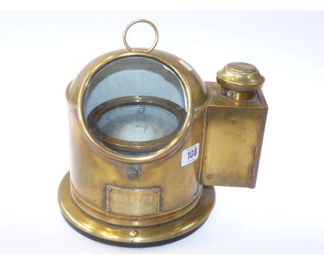 Brass cased ships binnacle compass with inscription plate PATT218 No. 7046/BHS/1071