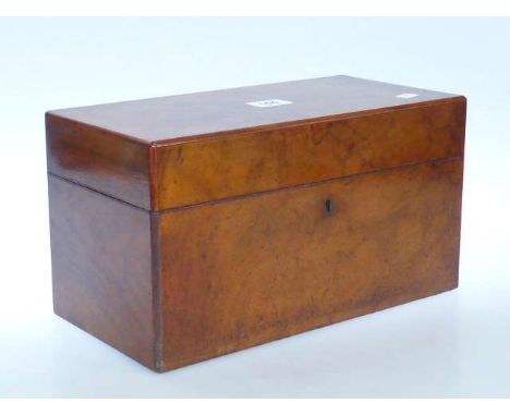 Walnut tea caddy with removable tea boxes flanking porcelain mixing bowl