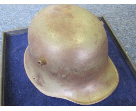 Imperial German M16 Combat Helmet "Stalhelm" much original paint remains, with liner, shell stamped ET64, GVF