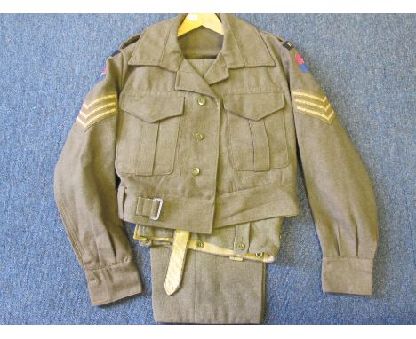 Battledress a REME Sergt Battledress & Trousers, made in Australia 1943, modified for shirt & tie, VGC for age.