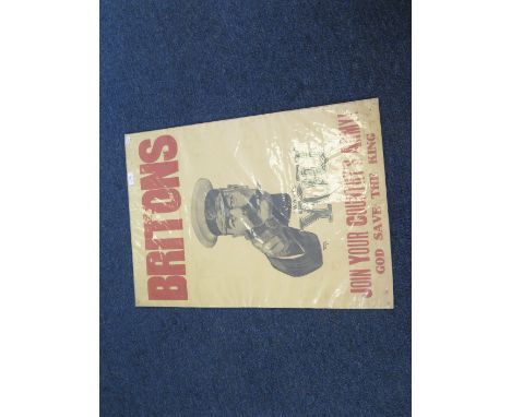 First World War Poster from an old hoard, Kitchener," I Want You" , the most iconic poster perhaps of all time, slightly trim