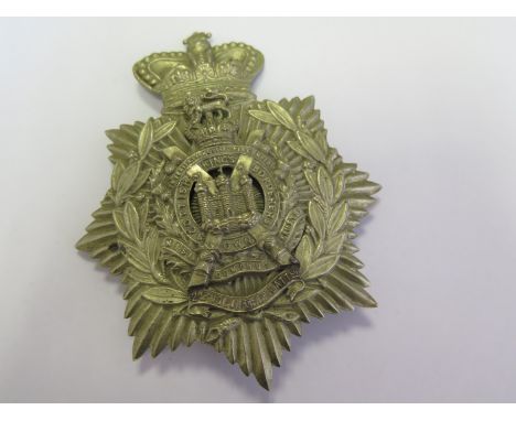 Badge a KOSB white metal 2nd Volunteer Bn Helmet plate Victorian crown. GVF