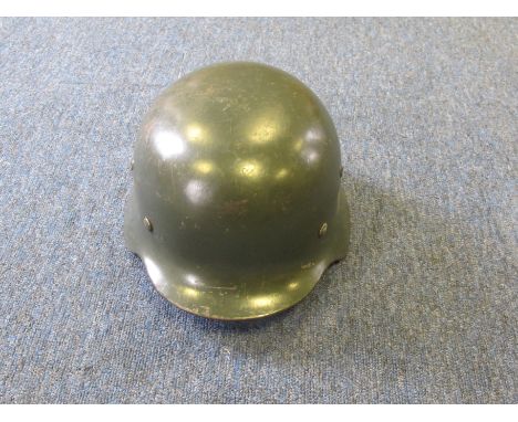 German WW2 1935 pattern double decal army helmet complete with correct lining and chin strap   