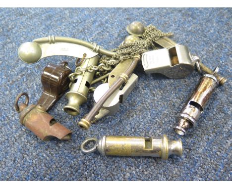 Whistles - ten of including ARP, WW1, WW2, army, naval & police  