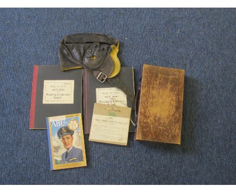 RAF Mk 2 flying helmet with am marked course & speed calculator mk2 in case am marked protractor ABC book of the RAF and navi