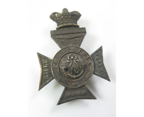 Dorset Rifle Volunteers QV Helmet plate c1865, crown reattached