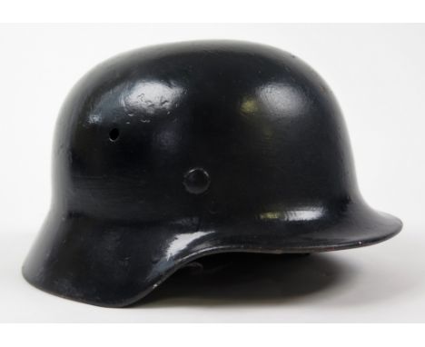 German WW2 style helmet with liner and chin strap, stamped '3617' to inside