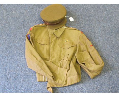 WW2 officers private purchase RAOC battle dress blouse complete with dive patches etc and RAOC officers hat  