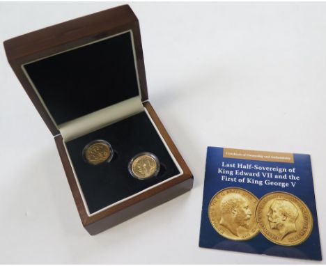 Half Sovereign Two coin set 1910 & 1991 "Last Edward VII & First George V", a London mint issue with both coins being EF - aU