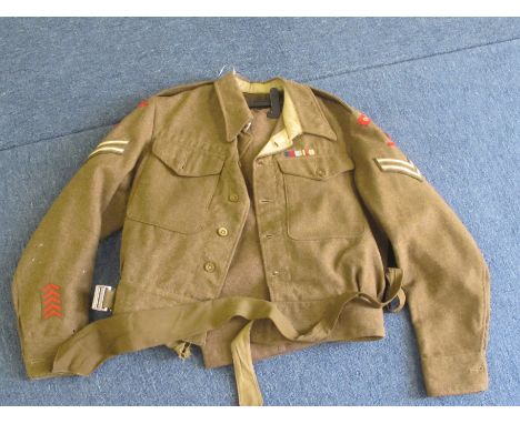 Green Army battledress, pattern 1940, Montague Burton ltd. also with Green battledress trousers, pattern 1949, Size no 5a, Cl