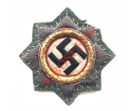 German Third Reich War Order of the German Cross in Gold, cloth Army  issue. A good scarce embroidered example embroidered on