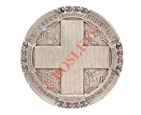 Boer War Princess Christian’s Army Nursing Service Reserve badge. A scarce unmarked silver 1897-1907 example. The front depic