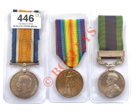 WW1 2/4th Bn Border Regiment IGS Medal Group of Three. Awarded to “2235 PTE H. FIRTH BORD R”. Comprising: British War Medal, 