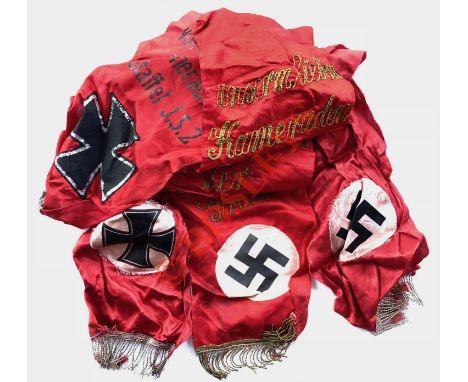 German Third Reich. WW2 Funeral Ribbons. Four examples with various printed or embroidered text. GC Storage wear. 