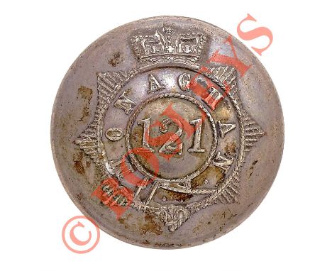 Irish. Monaghan Militia Victorian Officer’s silvered pre 1855 closed-back coatee button. A good example with ‘Treble Gilt Sta