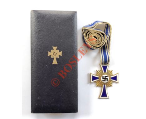 German Third Reich. 1st class Cross of Honour of the German Mother in case of issue. A fine gilt example with blue and white 