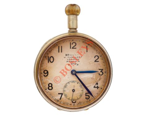 WW1 Royal Flying Corps Cockpit Watch Circa 1914. A rare early war issue example signed to the silvered face “No. 114/A.F. W. 