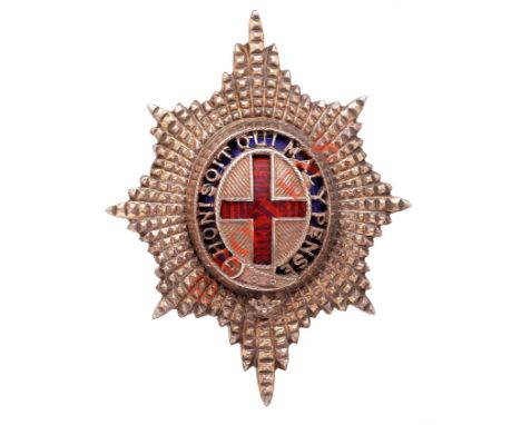 Coldstream Guards 1990 Birmingham hallmarked silver Officer’s cap badge. A fine die-cast example by JRG&S (JR Gaunt and Sons)