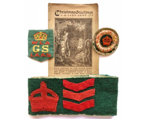 WW1 Women’s Land Army Attributed Badges etc. This grouping of items are attributed to Marion Crompton who joined in 1917. Com