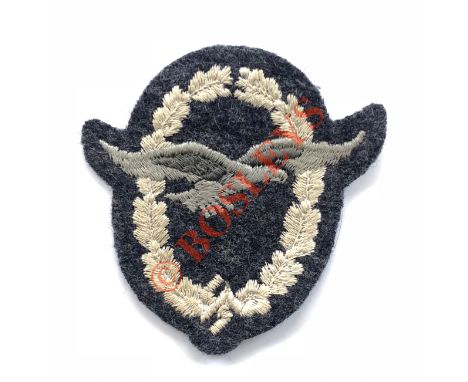 German Third Reich WW2 Luftwaffe Glider Pilot cloth breast badge. A good flat embroidered example for wear on the flight jack