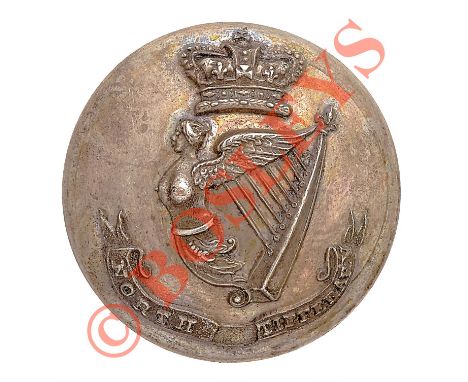 Irish. North Tipperary Militia Victorian Officer’s pre 1855 silvered closed-back coatee button. A good example by Jennens & C
