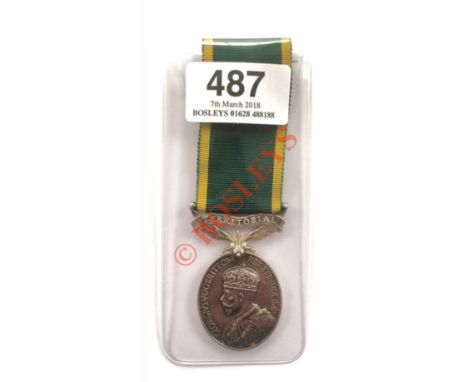 4th Bn Royal Berkshire Regiment Territorial Efficiency Medal. A George V Crowned head example awarded to “5330148 SJT W. THOM