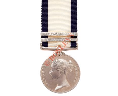 HMS Arrow Ship’s Officer Two Clasp Naval General Service Medal Clasp “St. Vincent”, “Arrow 3 Feby 1805” A unique issue awarde