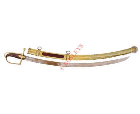 French Napoleonic War Period Hussar Light Cavalry Sword. This example with a single edged curved 33 1/2 inch blade proof stam