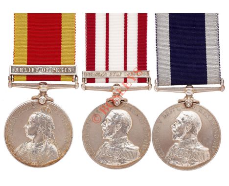 Royal Marine Light Infantry China War 1900 Long Service Group of Three Medals. Awarded to PO.9323 Sergeant David Hutchison wh