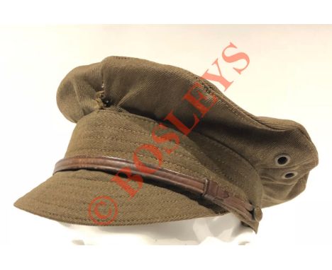 WW1 1918 British Army Other Rank’s “Denim” Trench Cap. A good example, with 1918 issue stamps to the cotton lining. Fitted wi