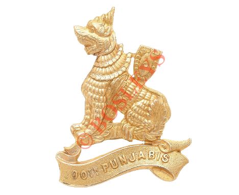 Indian Army. 90th Punjabis pouch badge circa 1903-22. A good die-stamped silvered example comprising a Chinthern (Burmese Dra