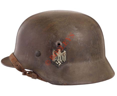 WW2 German Third Reich M40 Army Single Decal Steel Helmet. A good rolled edge example retaining Army eagle decal to left side