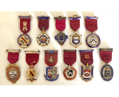 Selection of 1930’s Royal Masonic Benevolent Institution Silver Steward’s Jewel Medals A good selection of silver and enamel 