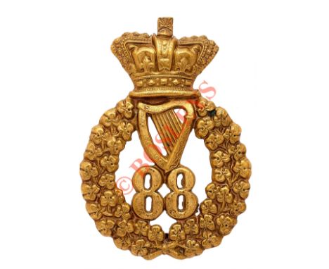 Irish. 88th (Connaught Rangers) Regiment Victorian OR’s glengarry circa 1873-81. A good die-stamped brass example. Crowned Ha