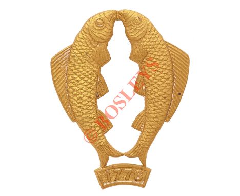 Indian Army. 1st Brahmans  pagri badge circa 1903-22. A good British made die-stamped brass example with JR Gaunt, London tab