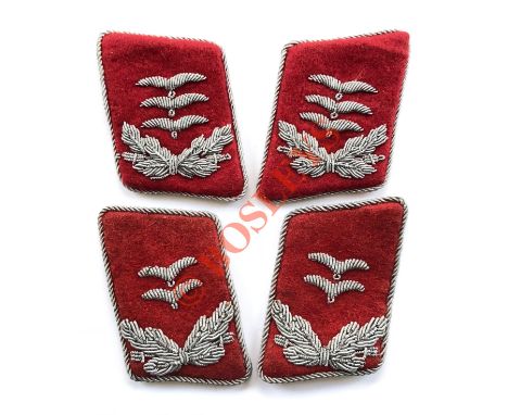 German Third Reich Two pairs of WW2 Luftwaffe Flak Officer’s collar patches A good matching pair of Hauptmann’s aluminium wir