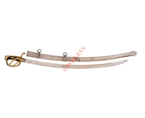 French 1814 Napoleonic War Period Light Cavalry Sword A good example, the plain single edged curved 34 inch blade bears inspe