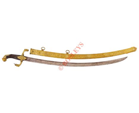 French Napoleonic War Period Artillery Officer’s Sword. A fine quality and rare example, the single edged 30 inch blade, with