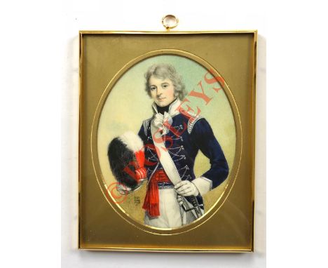 7th Queen’s Own Light Dragoons Miniature Portrait of an Officer Circa 1793 by Michael Bartlett (1922-2008) This is an outstan