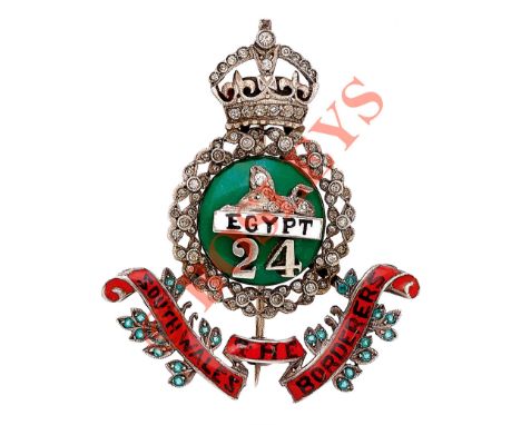Welsh. South Wales Borderers brooch. An fine unmarked attractive example. Crowned wreath ornamented by diamontes resting on a