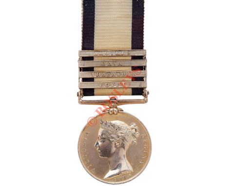 HMS Royal Sovereign “Trafalgar”  Naval General Service Medal Four Clasps. A unique issue awarded to “WILLIAM BOUND”. Bearing 