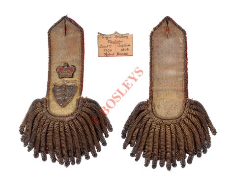 Napoleonic War Attributed Royal Artillery Officer’s Epaulettes. A rare pair attributed to Captain Robert Deane Circa 1794-180