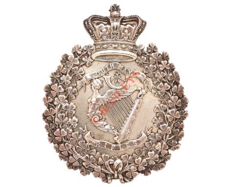 Irish. South Mayo Rifles Militia Victorian Officer’s pouch belt plate circa 1855-81. A fine rare die-stamped unmarked silver 