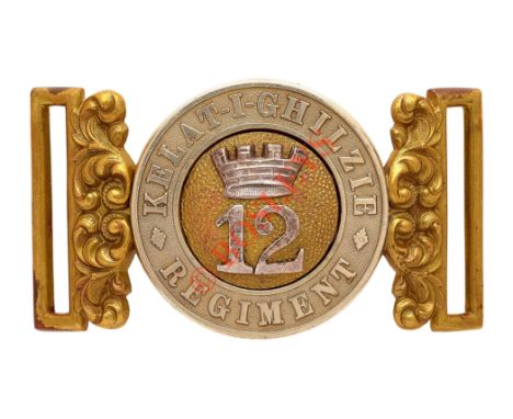 Indian Army. 12th Kelat-I-Ghilzie Regiment (Bengal Infantry) Officer’s waist belt clasp circa 1885-1903. A fine silver and gi