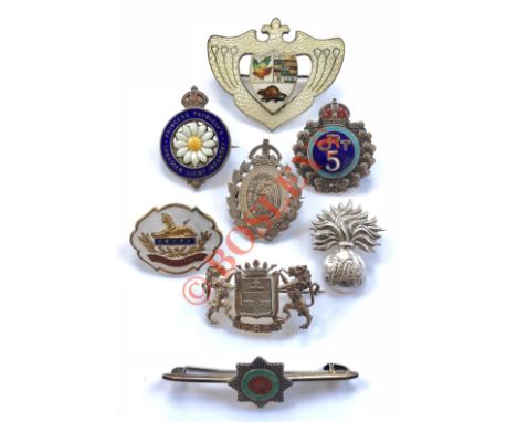 Small selection of Regimental Sweetheart Brooches.  Including: Silver 20th London Artist Rifle Marksman 1906 brooch. ... Cana
